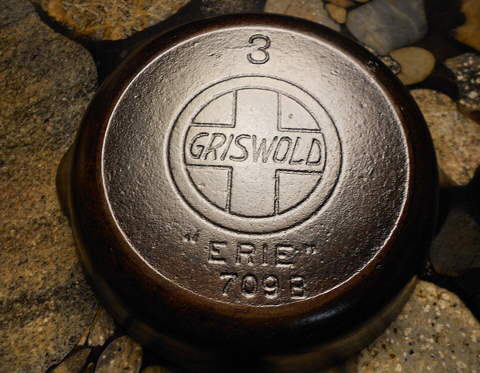 Real Griswold number three skillet bottom with an early slant logo