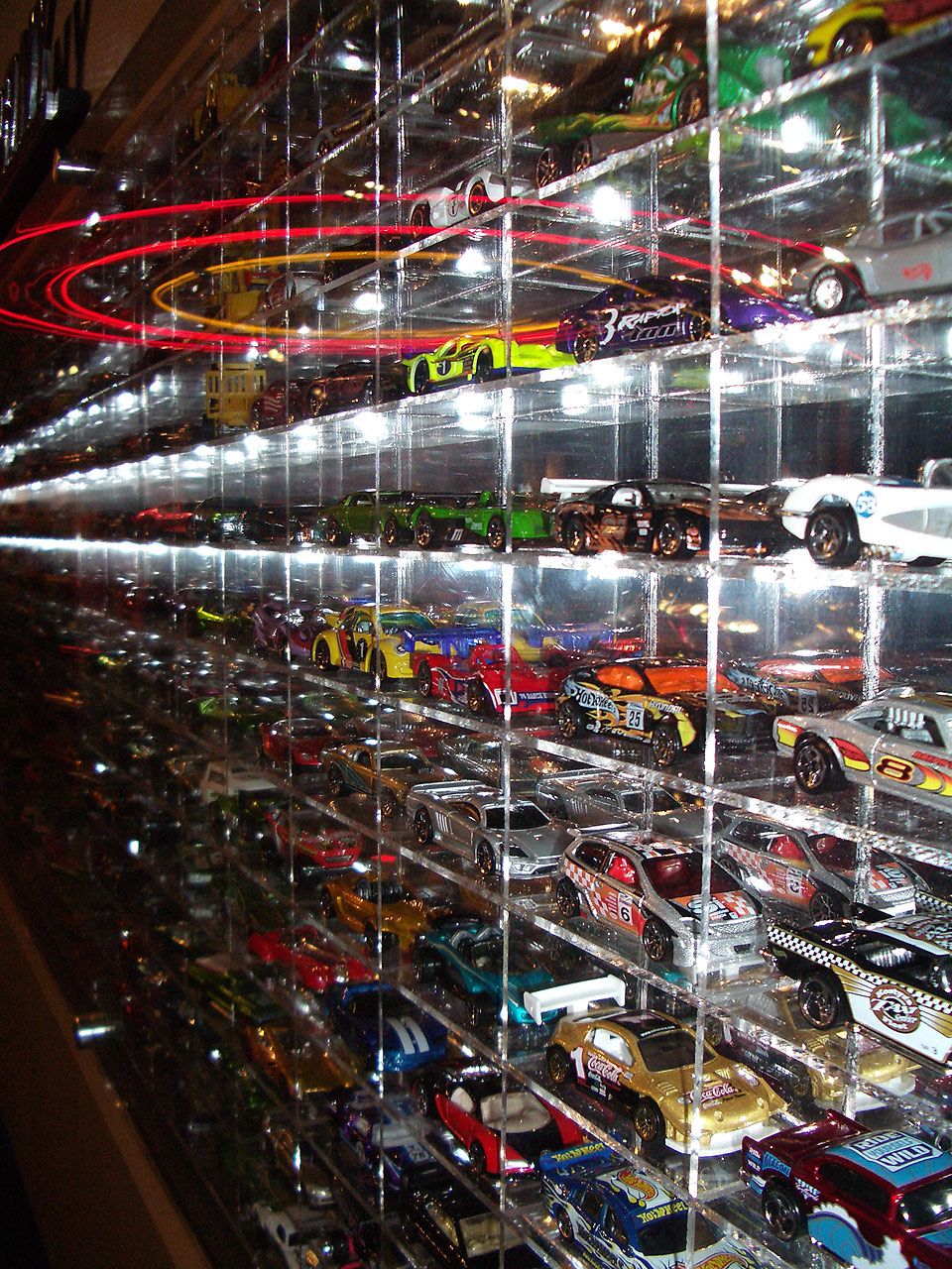 Real collector display of packaged Hot Wheels cars