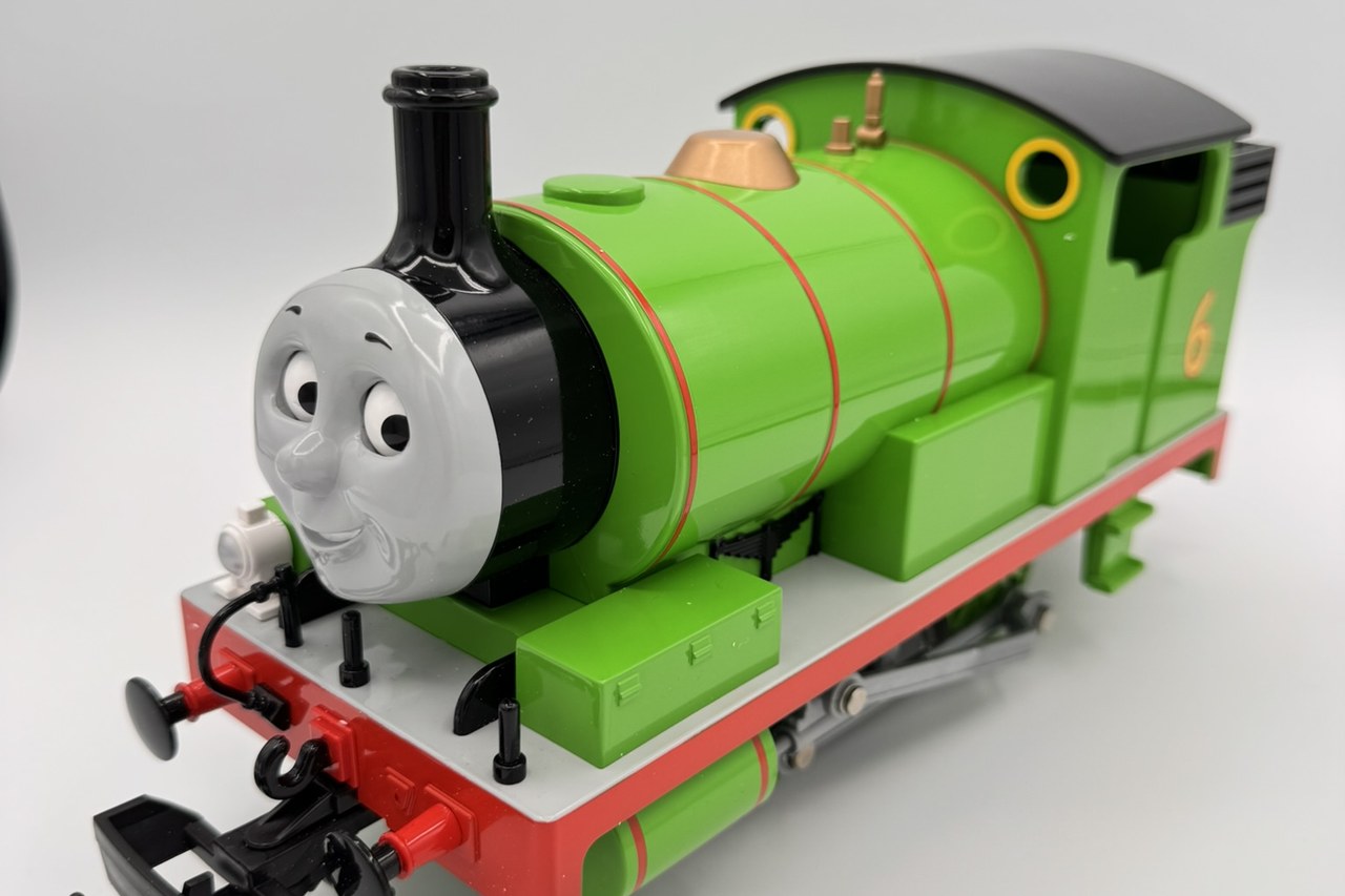 Large green Bachmann Percy G-scale locomotive from Judy's collection